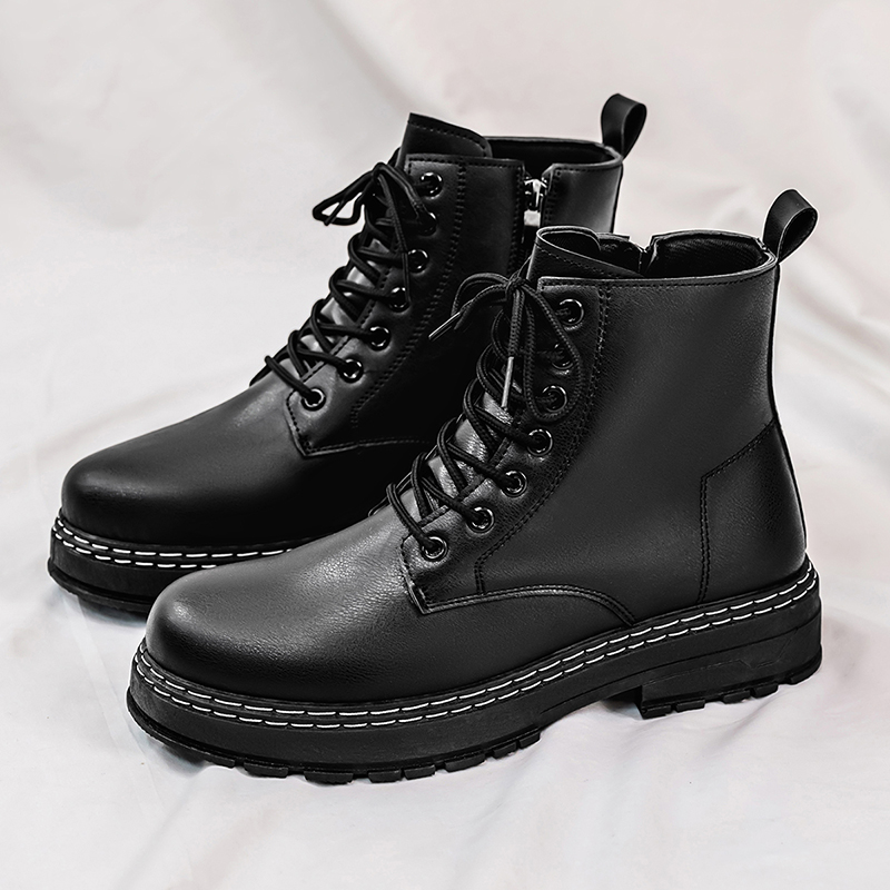 Sewing Garment - Botas masculinas de couro envernizado preto