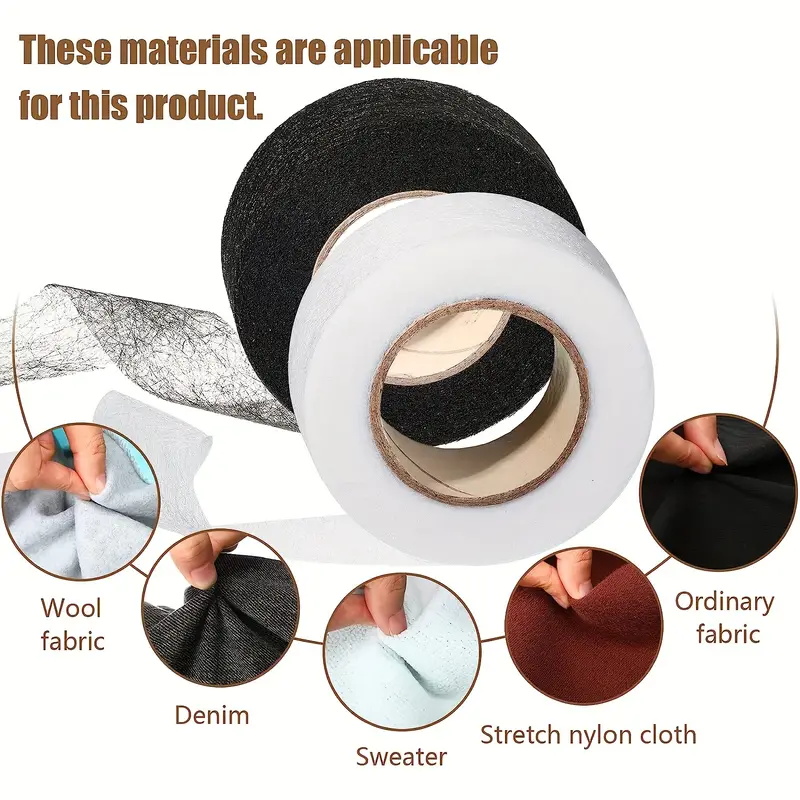 Hem Tape Fusible - Double-Sided Adhesive Liner, Iron On Hemming