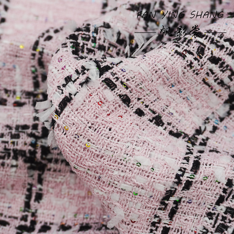 Sewing Tweed - Tecido Tweed Xadrez Grande Clássico Rosa