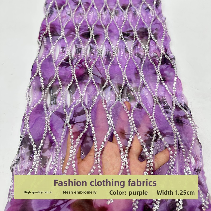 Sewing Tie Dye - Tecido de Chiffon com Bordado de