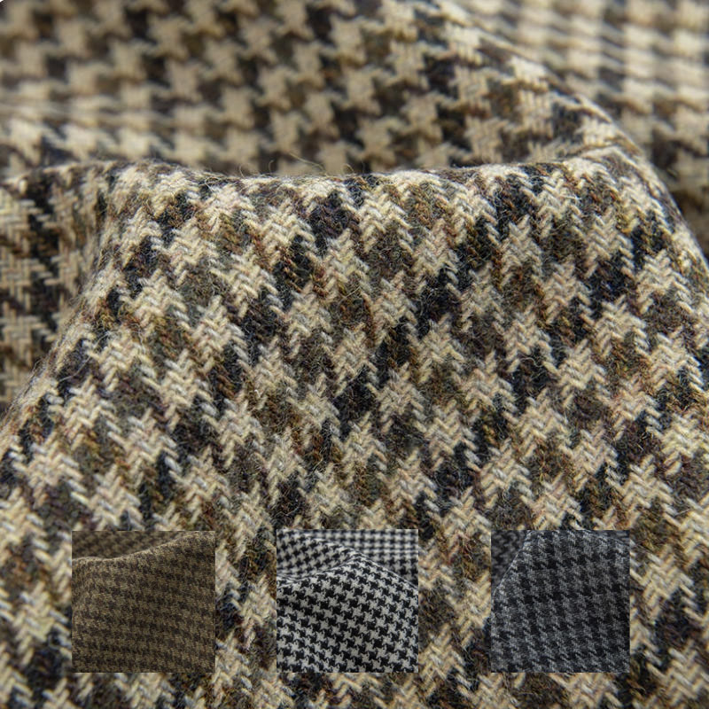 Sewing Tweed - Café leve pequeno houndstooth fio-tingido trançado